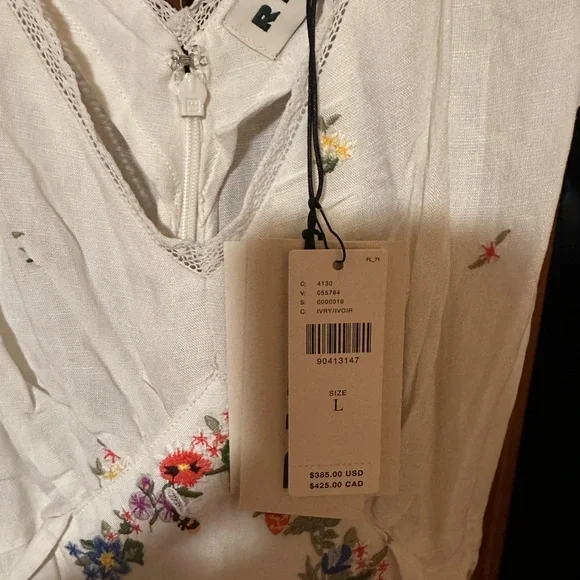 Anthropologie Cream Floral Embroidered Dress - Picture 10 of 16